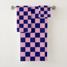 Padrão Xadrez Azul Marinho e Rosa Claro