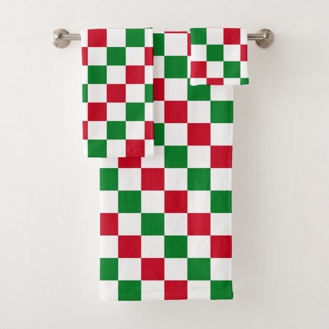 Conjunto De Toalhas Padrão Xadrez Clássico de Natal (Insitu)