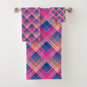 Conjunto De Toalhas Padrão xadrez com coloração zigue-zague