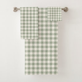 Conjunto De Toalhas Padrão Xadrez Cottagecore Xadrez Bege Sage