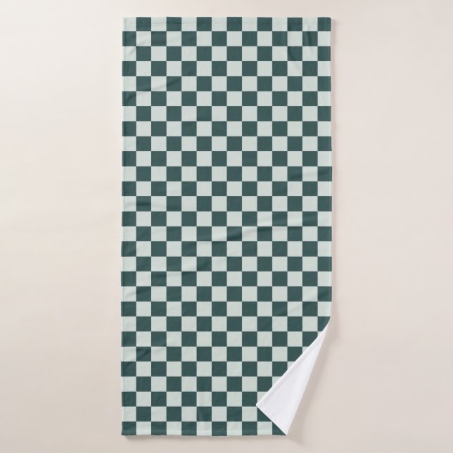 Conjunto De Toalhas Padrão xadrez de musgo verde floresta (Toalha de Banho)