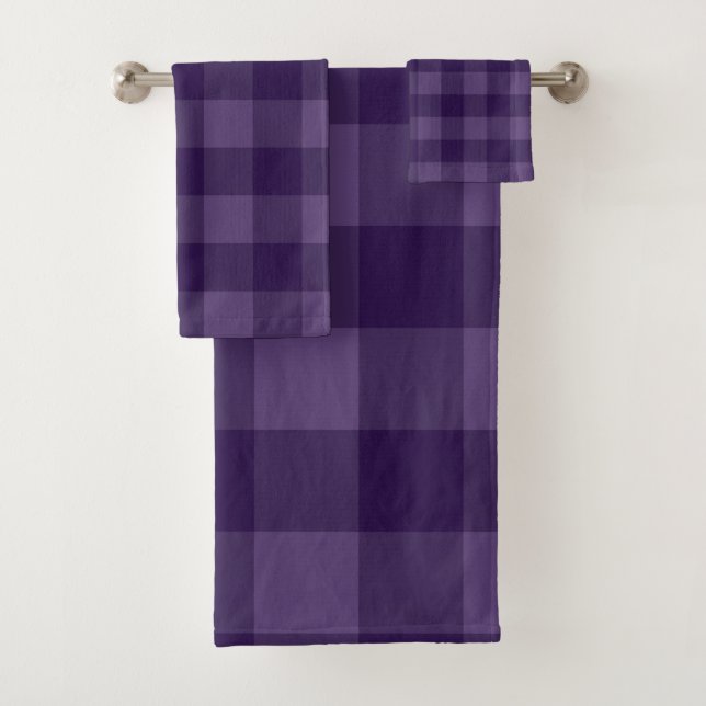 Conjunto De Toalhas Padrão Xadrez Quadrados Xadrezados Ameixa Roxa (Insitu)