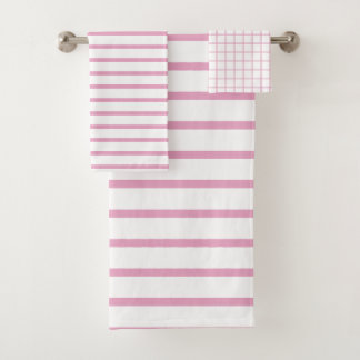 Conjunto De Toalhas Padrão Xadrez Rosa Claro Moderno e Elegante