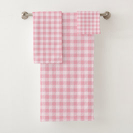 Conjunto De Toalhas Padrão Xadrez Rosa Gingham Feminino Xadrez Quadric