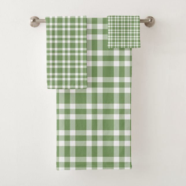 Conjunto De Toalhas Padrão Xadrez Verde Branco (Insitu)