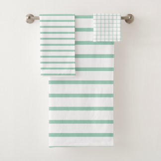Conjunto De Toalhas Padrão Xadrez Verde Claro Moderno e Elegante
