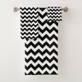 Conjunto De Toalhas Padrão Zigzag preto e branco, padrão Chevron