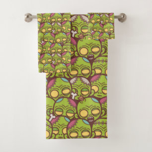 Conjunto De Toalhas Padrão Zombie Head Sem Olhos