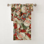 Conjunto De Toalhas Padre Christmas Collage<br><div class="desc">Uma colagem de sucata vitoriana festiva feita de vários Santas,  Pai Natal e Ruas.</div>