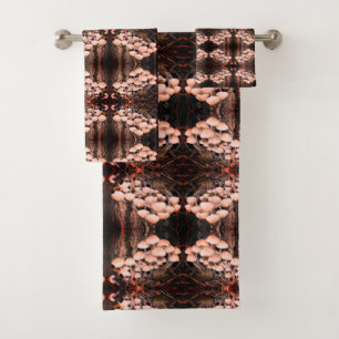 Conjunto De Toalhas Padrões Abstrato naturais de Cogumelos Selvagens B