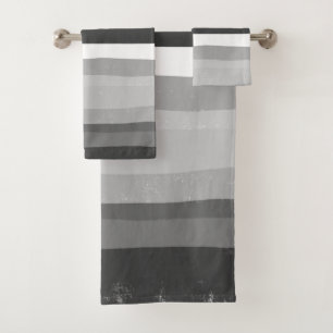 Conjunto De Toalhas Padrões de Abstrato de Linhas de Faixa de Cinza