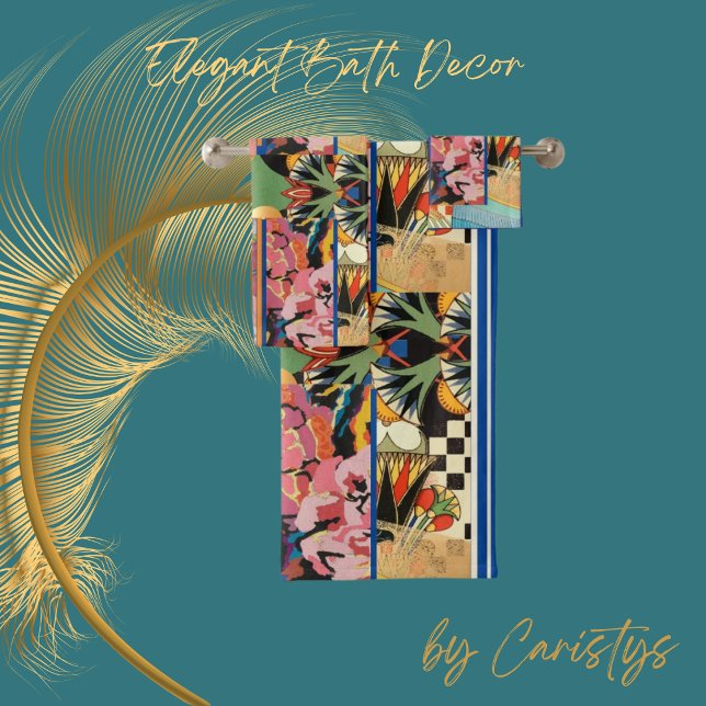 Conjunto De Toalhas Padrões de flores coloridas ecléticas (Elegant bath decor of  all styles, colors, patterns.  )