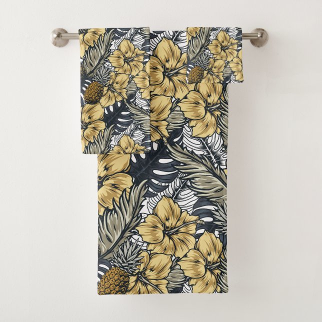Conjunto De Toalhas Padrões de Folhas Tropicais e Flores (Insitu)