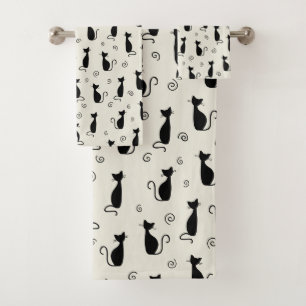 Conjunto De Toalhas Padrões De Gatos, Gatos Cutes, Gatos Pretos, Gatin