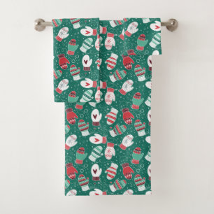 Conjunto De Toalhas Padrões de Mittens de Natal Cozy no inverno