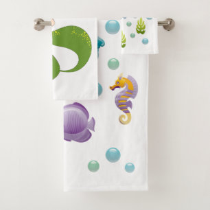 Conjunto De Toalhas Padrões de Peixes Personalizados para a Vida Úti