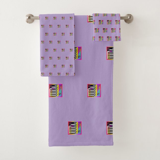 Conjunto De Toalhas Padrões Geo Decorativos Lavanda  (Insitu)