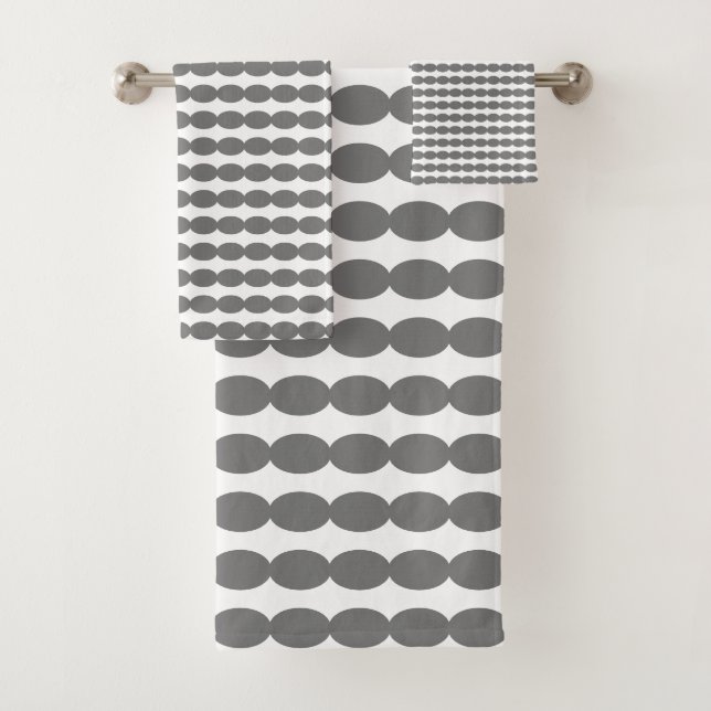 Conjunto De Toalhas Padrões Geométricas Brancas de Cinzas Modernas  (Insitu)