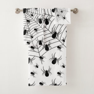 Conjunto De Toalhas Padrões negros de aranhas brancas teias
