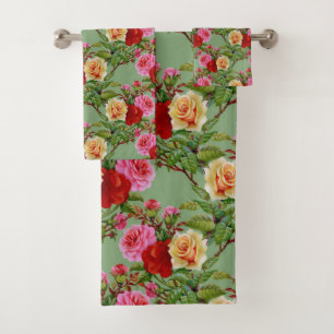 Conjunto De Toalhas Padrões Negros Rosas Cor-de-Rosa Amarelo-Vermelho 