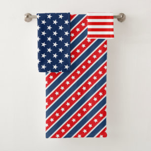 Conjunto De Toalhas Padrões Patrióticos da Bandeira Americana Vermelha