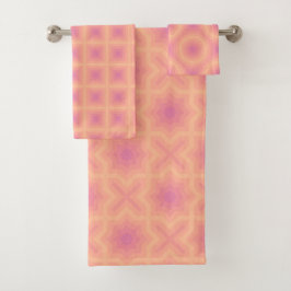 Conjunto De Toalhas Padrões rosa Aurora de Pêssego do felpudo