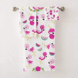 Conjunto De Toalhas Padrões Tropicais, Flamingos, Melancias, Flores