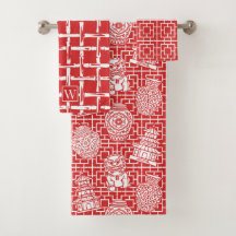 Pagode Chinesice – Jardim Asiático Préppy Vermelho