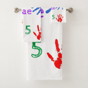 Conjunto De Toalhas Paint Handprint Aniversário com Nome Personalizado