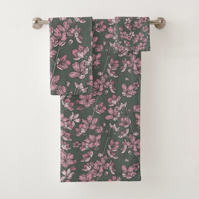 Conjunto De Toalhas País francês verde-rosa nostálgico (Insitu)