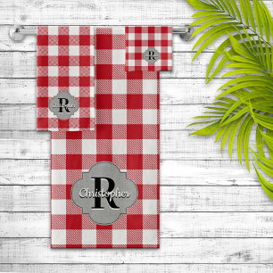 Conjunto De Toalhas País Russo Gingham Vermelho
