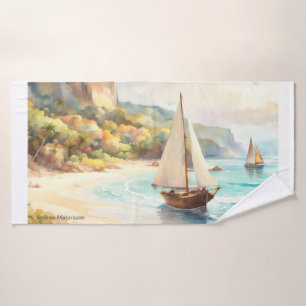 Conjunto De Toalhas Paisagem com navios de mar e de navegação