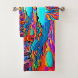 Conjunto De Toalhas Paisagem de Fantasia Colorida