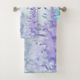 Conjunto De Toalhas Paisagem de Inverno em Aquarela Feliz Natal