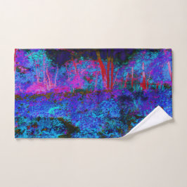 Conjunto De Toalhas Paisagem de Jardim Impressionista Azul Escuro e Ve