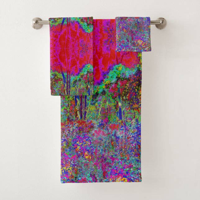 Conjunto De Toalhas Paisagem de Jardim Impressionista Psicodélica (Insitu)