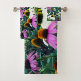 Conjunto De Toalhas Paisagem do Phlox do Jardim Rosa com Flores de Con