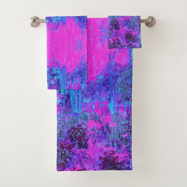 Conjunto De Toalhas Paisagem Impressionista Azul e Rosa-Quente (Insitu)