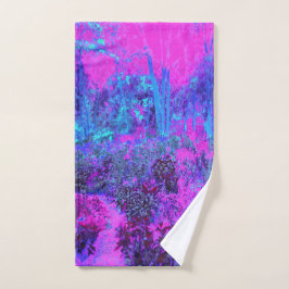 Conjunto De Toalhas Paisagem Impressionista Azul e Rosa Quente Trippy