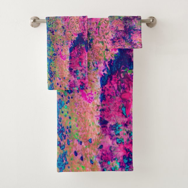 Conjunto De Toalhas Paisagem Impressionista Puro e Rosa Quente (Insitu)