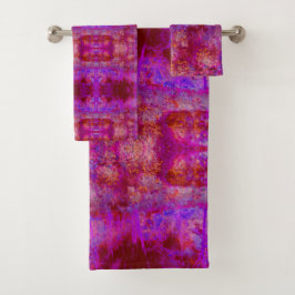 Conjunto De Toalhas Paisagem Impressionista Trippy Red e Magenta