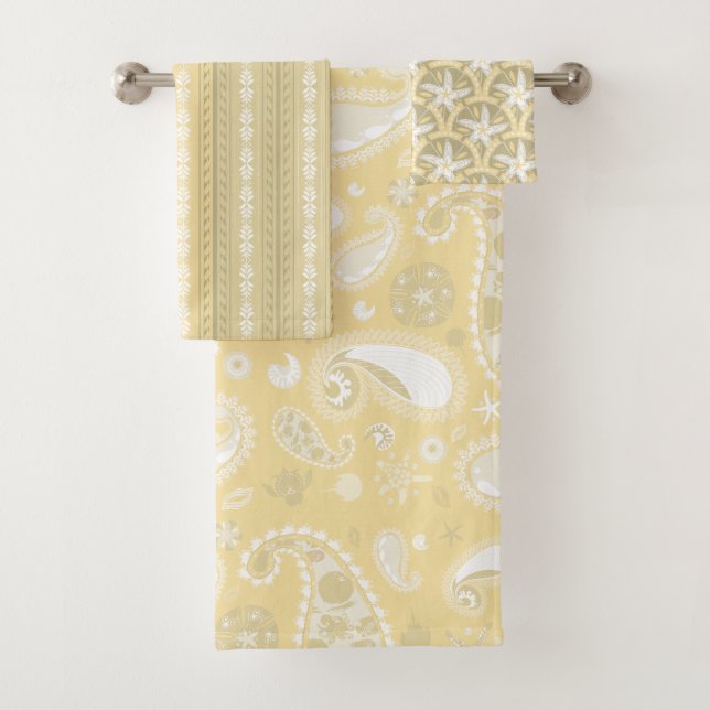 Conjunto De Toalhas Paisley Amarelo (Insitu)
