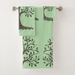 Conjunto De Toalhas 🌳 Pale Green Tree of Life Bath Towel Set - Alone