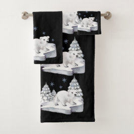 Conjunto De Toalhas Palhetas de Neve de Pinheiros Polares De Cores Aqu