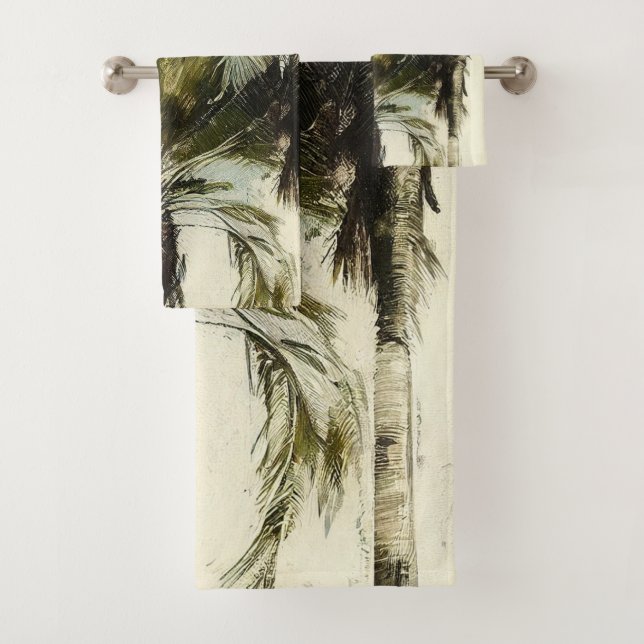 Conjunto De Toalhas Palm Tree Patterin Tropical Bath Towel (Insitu)