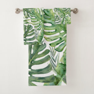 Conjunto De Toalhas Palma Tropical Verde Deixa a Ilha de Verão