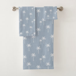 Conjunto De Toalhas Palmeiras Boho Casa de Campo Costeira Azul Empoeir