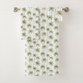 Conjunto De Toalhas Palmeiras Brancas Verdes Tropicais
