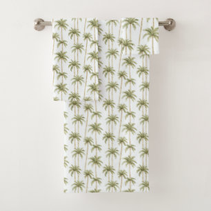Conjunto De Toalhas Palmeiras Brancas Verdes Tropicais