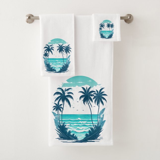 Conjunto De Toalhas Palmeiras tropicais de paraíso na praia (Insitu)